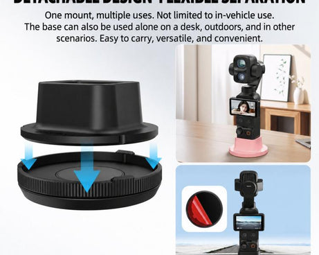 For DJI Osmo Pocket 3 / 4P BRDRC Rotatable Adhesive Car Mount