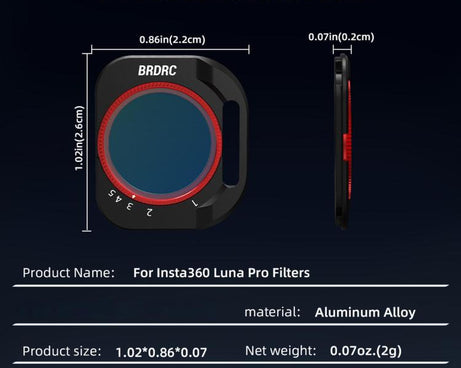For Insta360 Luna Pro BRDRC Lens Protective Filter Accessory, UV, CPL + Black Mist + Adjustable VND Filter, CPL + Black Mist + Light Pollution Reduction + Adjustable VND Filter