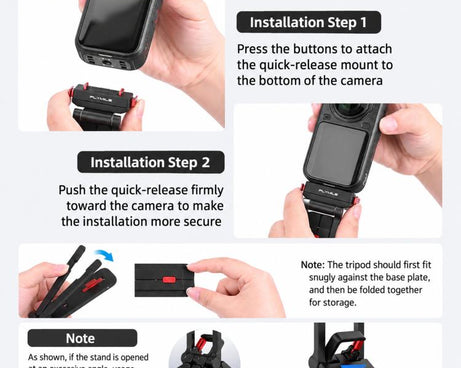 Flymile Rotating Magnetic Quick-Release Carabiner Tripod, For Insta360 Ace / Ace Pro 2 / X6 / X5 / X4 Air