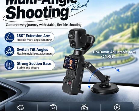 For DJI Osmo Pocket 4P / 4 / 3 Magnetic Car Dashboard Mount Multi-Angle Camera Holder