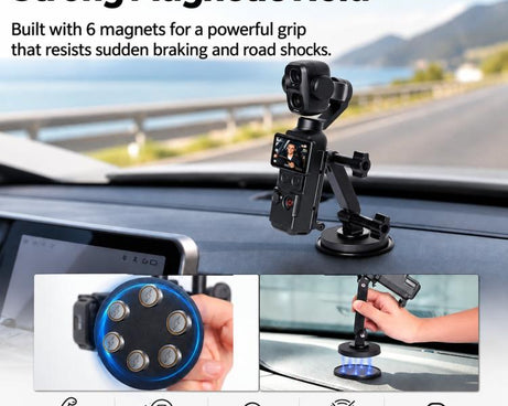 For DJI Osmo Pocket 4P / 4 / 3 Magnetic Car Dashboard Mount Multi-Angle Camera Holder