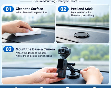 For DJI Osmo Pocket 4P / 4 / 3 Magnetic Car Dashboard Mount Multi-Angle Camera Holder