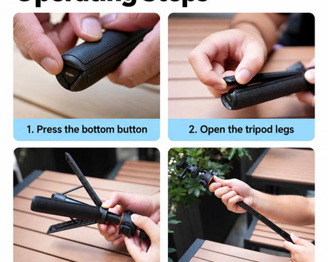 LKTOP 21-55cm Action Camera Selfie Stick Tripod Extendable Pole with 360-degree Ball Head, Cold Shoe
