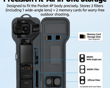 For DJI Osmo Pocket 4P BRDRC Screen Lens Protective Case Filter Storage Box