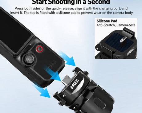 For DJI Osmo Pocket 4P / 4 / 3 BRDRC Foldable Magnetic Quick-Release Charging Tripod
