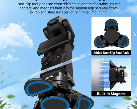 For DJI Osmo Pocket 4P / 4 / 3 BRDRC Foldable Magnetic Quick-Release Charging Tripod