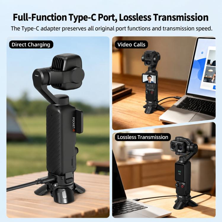 For DJI Osmo Pocket 4P / 4 / 3 BRDRC Foldable Magnetic Quick-Release Charging Tripod