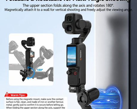 For DJI Osmo Pocket 4P / 4 / 3 BRDRC Foldable Magnetic Quick-Release Charging Tripod
