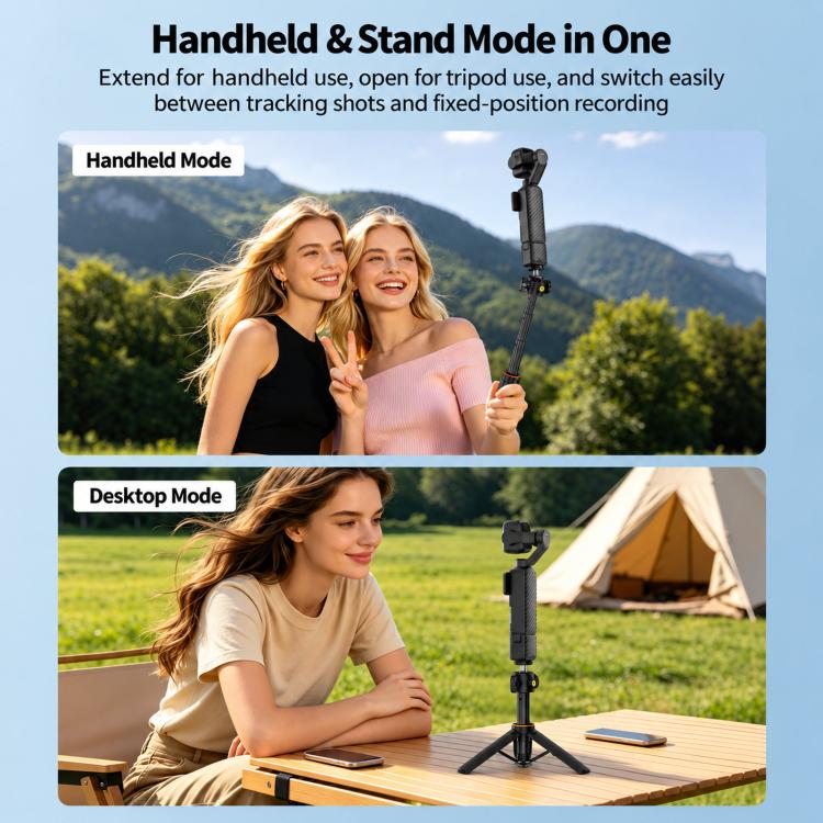Flymile One-Touch Pop-Out Tripod Selfie Stick Extension Pole For DJI, Insta360, GoPro, And Other Action Cameras