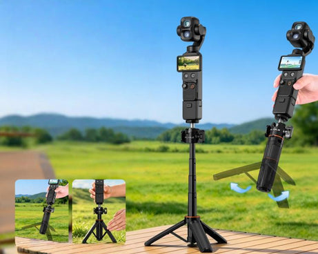 Flymile One-Touch Pop-Out Tripod Selfie Stick Extension Pole For DJI, Insta360, GoPro, And Other Action Cameras