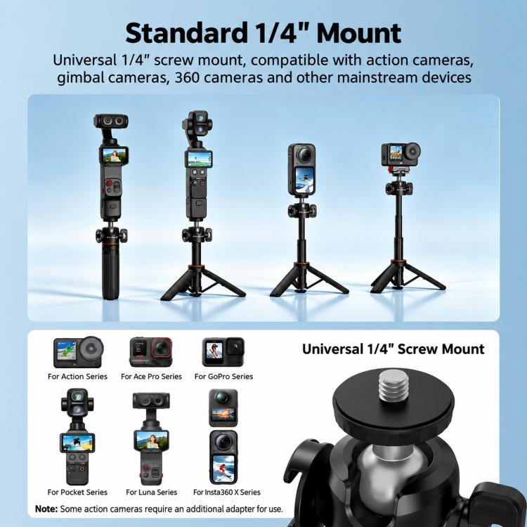 Flymile One-Touch Pop-Out Tripod Selfie Stick Extension Pole For DJI, Insta360, GoPro, And Other Action Cameras