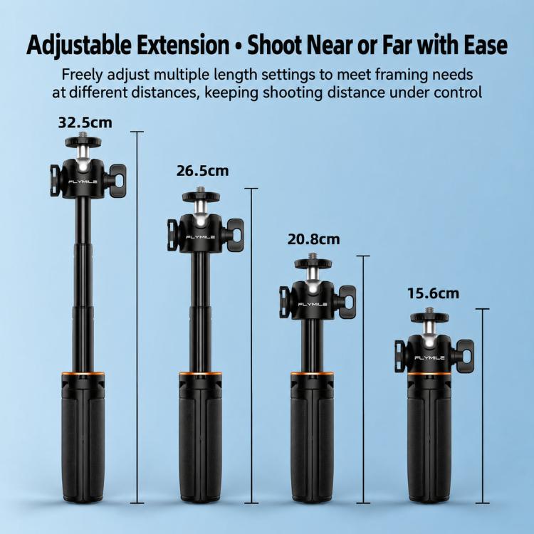 Flymile One-Touch Pop-Out Tripod Selfie Stick Extension Pole For DJI, Insta360, GoPro, And Other Action Cameras
