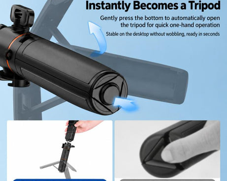Flymile One-Touch Pop-Out Tripod Selfie Stick Extension Pole For DJI, Insta360, GoPro, And Other Action Cameras