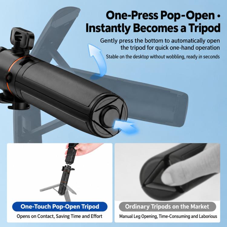 Flymile One-Touch Pop-Out Tripod Selfie Stick Extension Pole For DJI, Insta360, GoPro, And Other Action Cameras