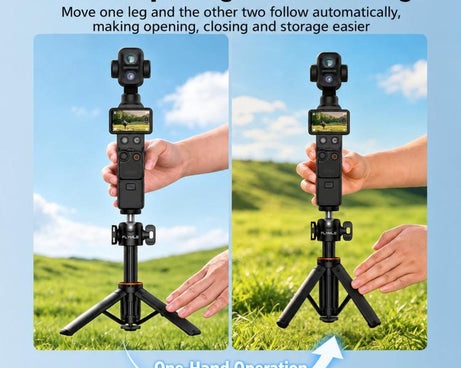 Flymile One-Touch Pop-Out Tripod Selfie Stick Extension Pole For DJI, Insta360, GoPro, And Other Action Cameras