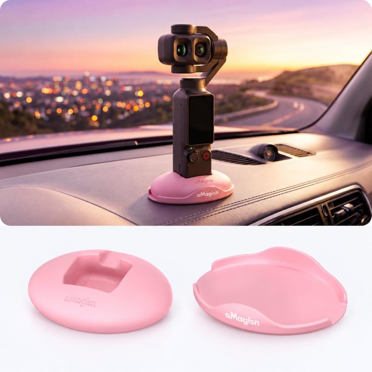 For DJI Osmo Pocket 4P/4/3 aMagisn Car Silicone Stand Base Anti-Slip Dashboard Mount Holder, BD27 Black, BD27 Pink, BD27 Purple