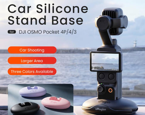 For DJI Osmo Pocket 4P/4/3 aMagisn Car Silicone Stand Base Anti-Slip Dashboard Mount Holder, BD27 Black, BD27 Pink, BD27 Purple