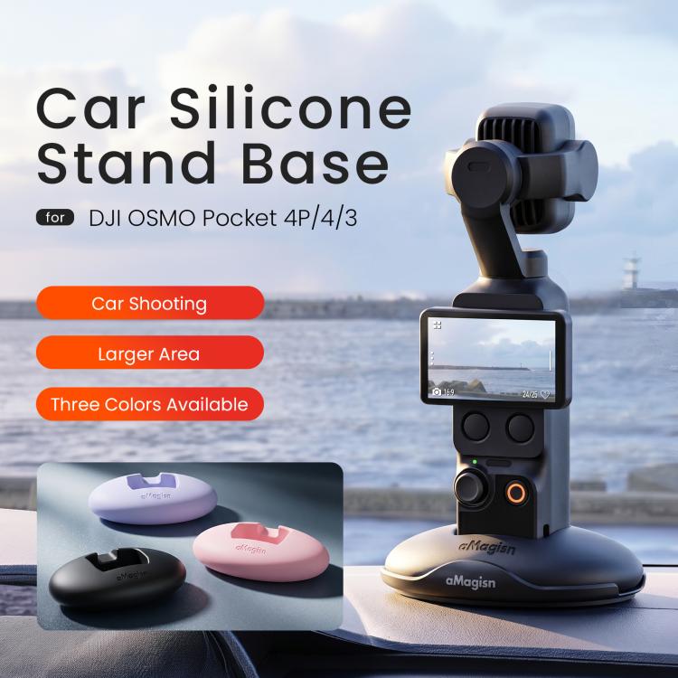 For DJI Osmo Pocket 4P/4/3 aMagisn Car Silicone Stand Base Anti-Slip Dashboard Mount Holder, BD27 Black, BD27 Pink, BD27 Purple