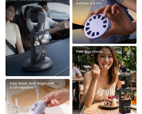 For DJI Osmo Pocket 4P/4/3 aMagisn Car Silicone Stand Base Anti-Slip Dashboard Mount Holder, BD27 Black, BD27 Pink, BD27 Purple