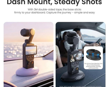 For DJI Osmo Pocket 4P/4/3 aMagisn Car Silicone Stand Base Anti-Slip Dashboard Mount Holder, BD27 Black, BD27 Pink, BD27 Purple