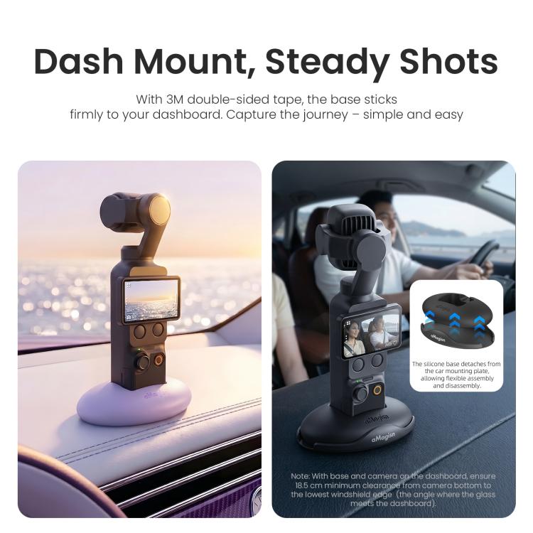 For DJI Osmo Pocket 4P/4/3 aMagisn Car Silicone Stand Base Anti-Slip Dashboard Mount Holder, BD27 Black, BD27 Pink, BD27 Purple
