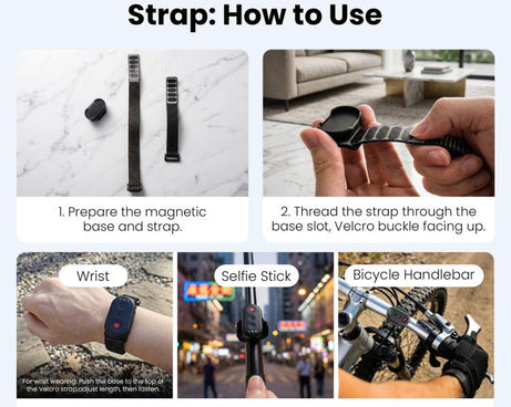 For aMagisn AM61 Action Camera Voice Remote, Magnetic Base With Strap, Selfie Stick