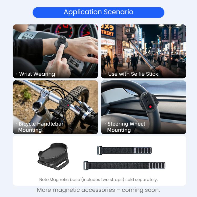 For aMagisn AM61 Action Camera Voice Remote, Magnetic Base With Strap, Selfie Stick