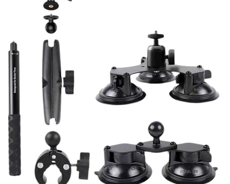 7 in 1 Action Camera Suction Cup Base Bracket Kit Car Windshield Camera Third-Person View Bracket, 7 in 1