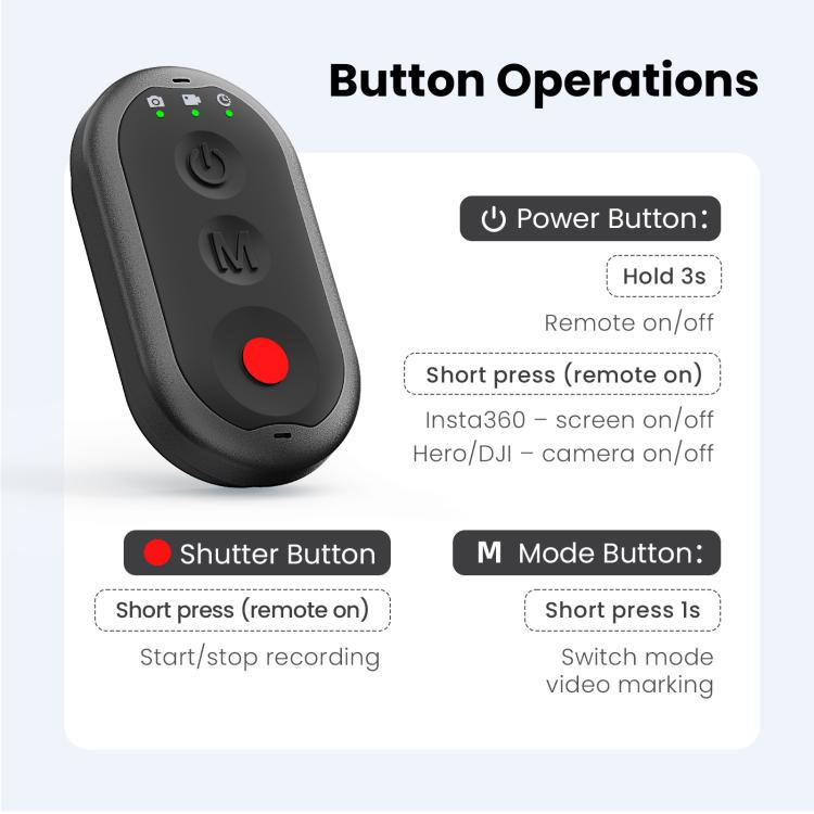 AMagisn AM61 Action Camera Voice Remote For Insta360 / GoPro HERO / DJI Series Cameras & Phones, AM61 Voice Remote