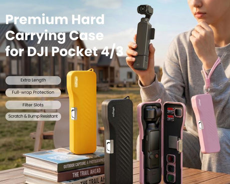 For DJI Osmo Pocket 4/3 aMagisn Extended Hard Carrying Case All-in-One Protective Storage Box, Extended Yellow, Extended Pink