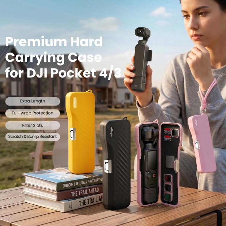 For DJI Osmo Pocket 4/3 aMagisn Extended Hard Carrying Case All-in-One Protective Storage Box, Extended Yellow, Extended Pink