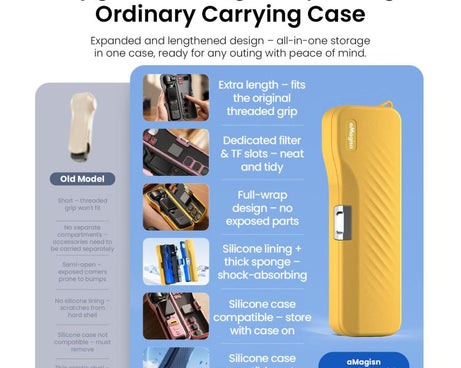 For DJI Osmo Pocket 4/3 aMagisn Extended Hard Carrying Case All-in-One Protective Storage Box, Extended Yellow, Extended Pink