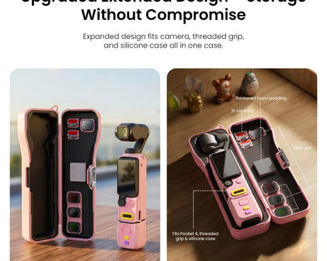 For DJI Osmo Pocket 4/3 aMagisn Extended Hard Carrying Case All-in-One Protective Storage Box, Extended Yellow, Extended Pink