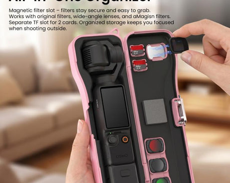 For DJI Osmo Pocket 4/3 aMagisn Extended Hard Carrying Case All-in-One Protective Storage Box, Extended Yellow, Extended Pink