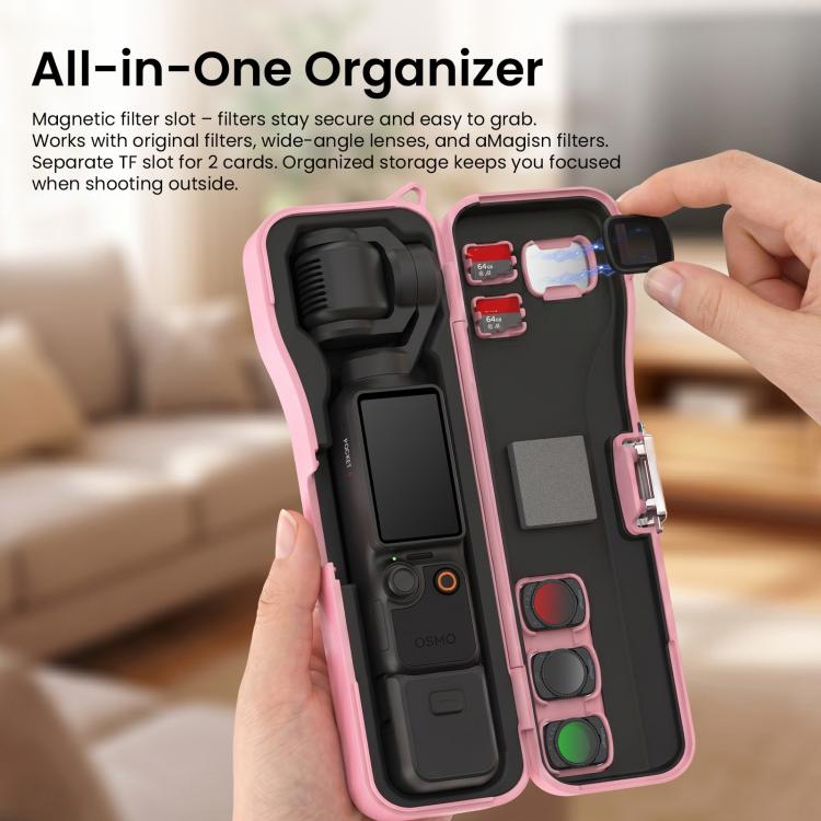 For DJI Osmo Pocket 4/3 aMagisn Extended Hard Carrying Case All-in-One Protective Storage Box, Extended Yellow, Extended Pink