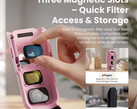 For DJI Osmo Pocket 4/3 aMagisn Mini Hard Shell Protective Case Double-Sided Gimbal & Screen Protector, Mini Black, Mini Yellow, Mini Pink