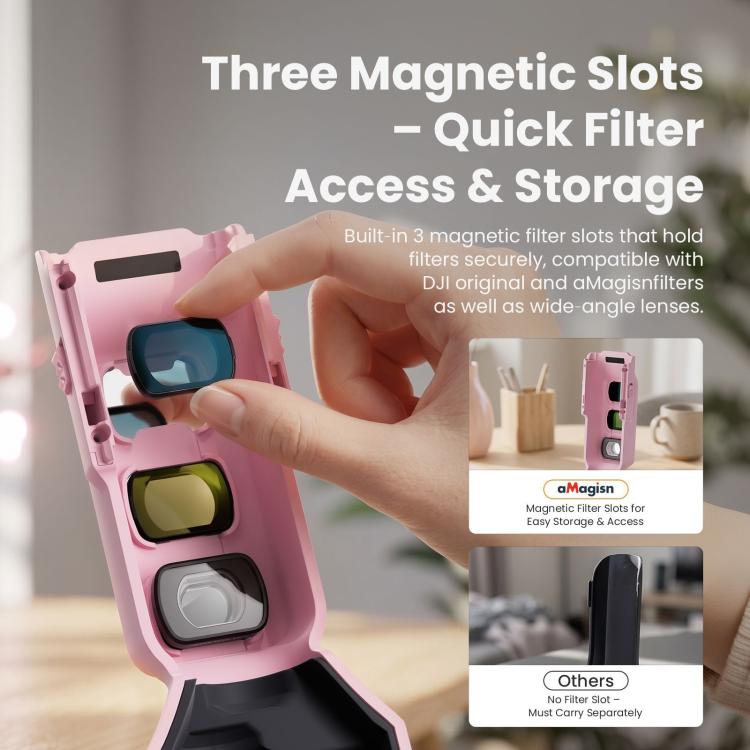 For DJI Osmo Pocket 4/3 aMagisn Mini Hard Shell Protective Case Double-Sided Gimbal & Screen Protector, Mini Black, Mini Yellow, Mini Pink
