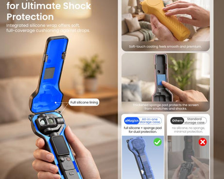 For DJI Osmo Pocket 4P aMagisn Full Wrap Hard Shell Storage Box Carrying Case, Full Wrap Black, Full Wrap Yellow, Full Wrap Pink