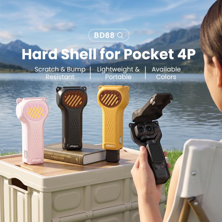 For DJI Osmo Pocket 4P aMagisn Open Bottom Hard Shell Case Flip Open Gimbal & Screen Cover, Open Bottom Black, Open Bottom Yellow, Open Bottom Pink