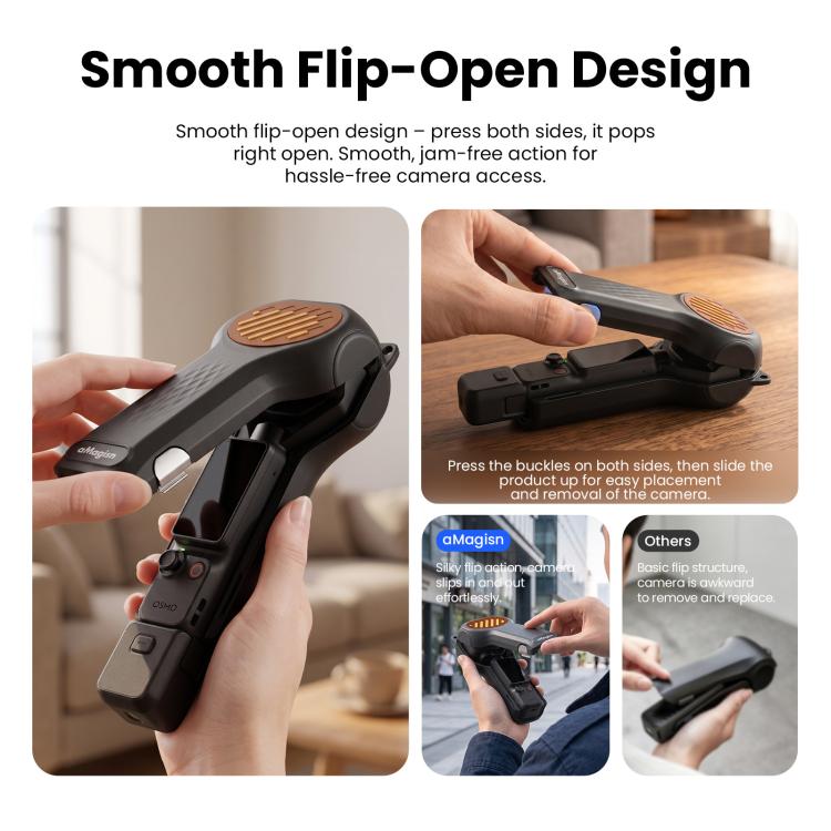 For DJI Osmo Pocket 4P aMagisn Open Bottom Hard Shell Case Flip Open Gimbal & Screen Cover, Open Bottom Black, Open Bottom Yellow, Open Bottom Pink