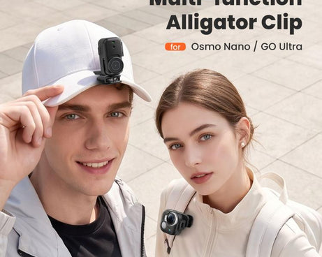 aMagisn Multi-function Alligator Clip Mount 360-degree Rotating Backpack Strap Hat Visor Clamp Case, For Insta360 GO Ultra, For DJI Osmo Nano