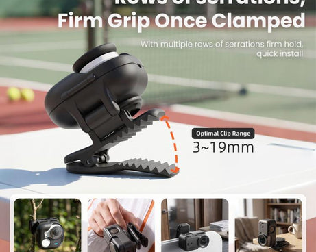 aMagisn Multi-function Alligator Clip Mount 360-degree Rotating Backpack Strap Hat Visor Clamp Case, For Insta360 GO Ultra, For DJI Osmo Nano