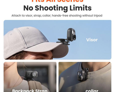 aMagisn Multi-function Alligator Clip Mount 360-degree Rotating Backpack Strap Hat Visor Clamp Case, For Insta360 GO Ultra, For DJI Osmo Nano