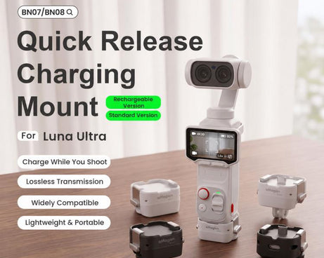 For Insta360 Luna Ultra aMagisn Dual-Interface Quick Release Adapter Mount, Standard Version Black, Standard Version White, Charging Version Black, Charging Version White