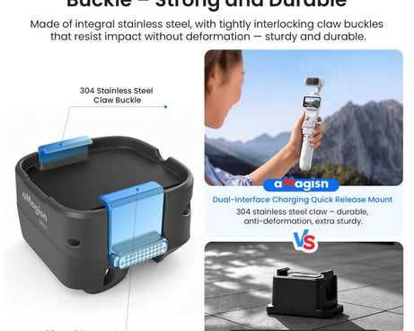 For Insta360 Luna Ultra aMagisn Dual-Interface Quick Release Adapter Mount, Standard Version Black, Standard Version White, Charging Version Black, Charging Version White