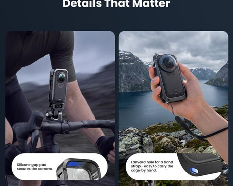 aMagisn Metal Camera Cage for Insta360 X6 Ultra-Lightweight Protective Frame with Flip-Lock Clasp