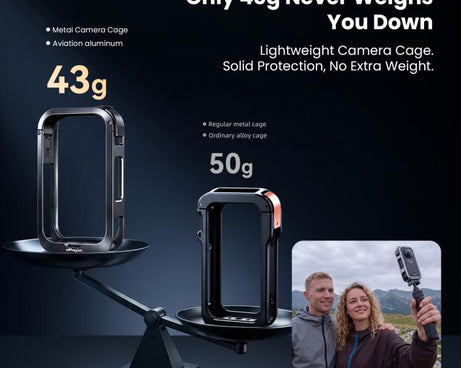 aMagisn Metal Camera Cage for Insta360 X6 Ultra-Lightweight Protective Frame with Flip-Lock Clasp