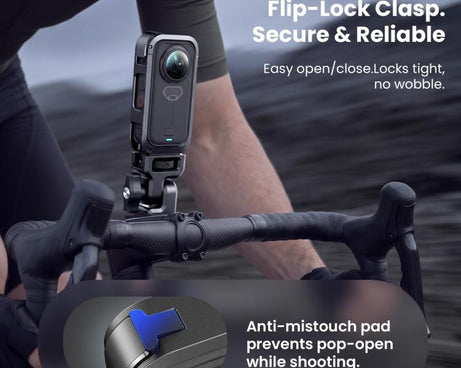 aMagisn Metal Camera Cage for Insta360 X6 Ultra-Lightweight Protective Frame with Flip-Lock Clasp