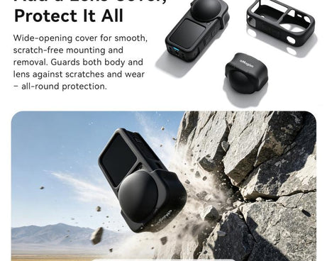 For Insta360 X6 Soft Anti-Scratch Rubber Cover Sleeve, aMagisn Body Case, aMagisn Lens Cap