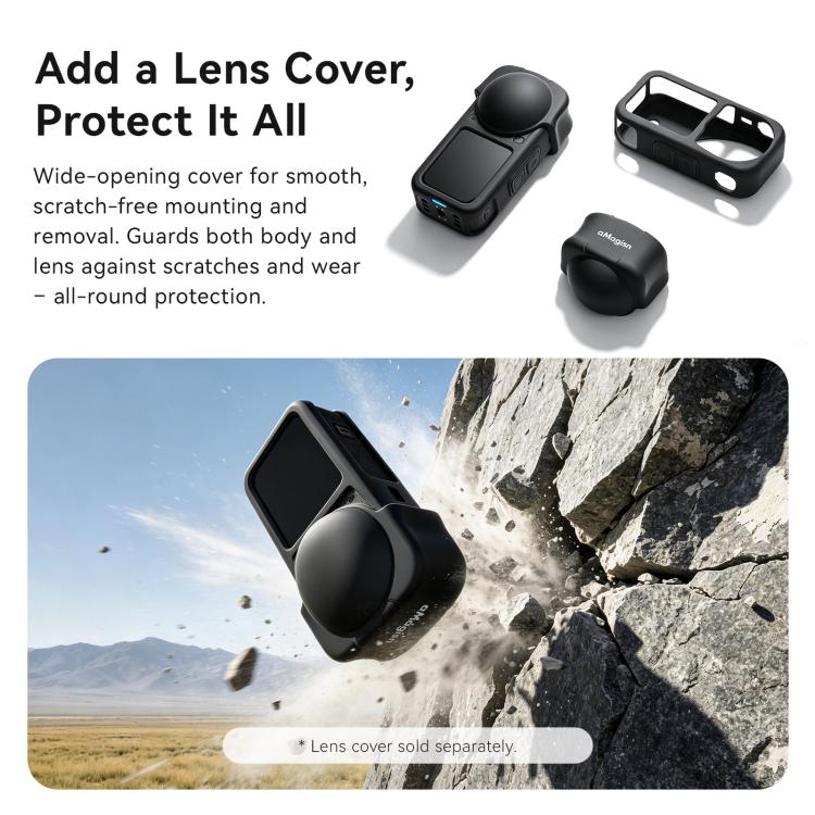 For Insta360 X6 Soft Anti-Scratch Rubber Cover Sleeve, aMagisn Body Case, aMagisn Lens Cap